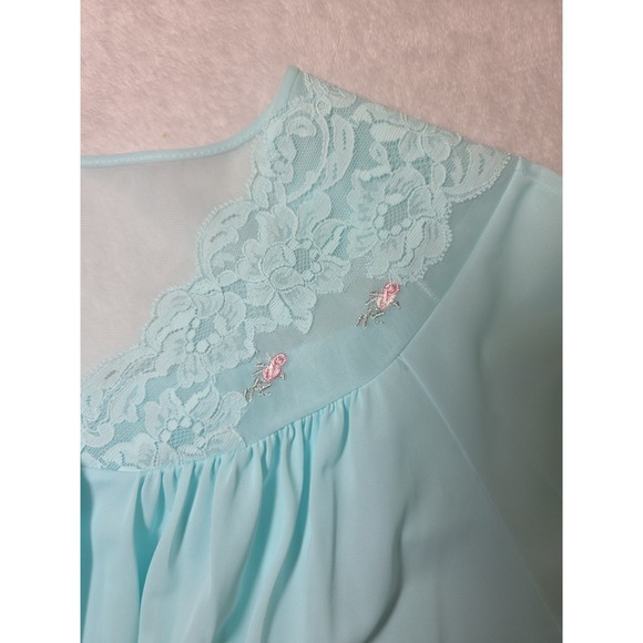 Vtg NWT! 1980's Shadowline Seafoam Green Nylon Babydoll Nightgown & Robe Set S - Picture 15 of 16